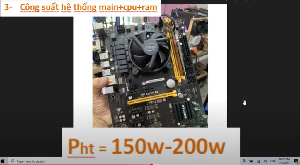 main Intel và công thức Pht = 150–200W